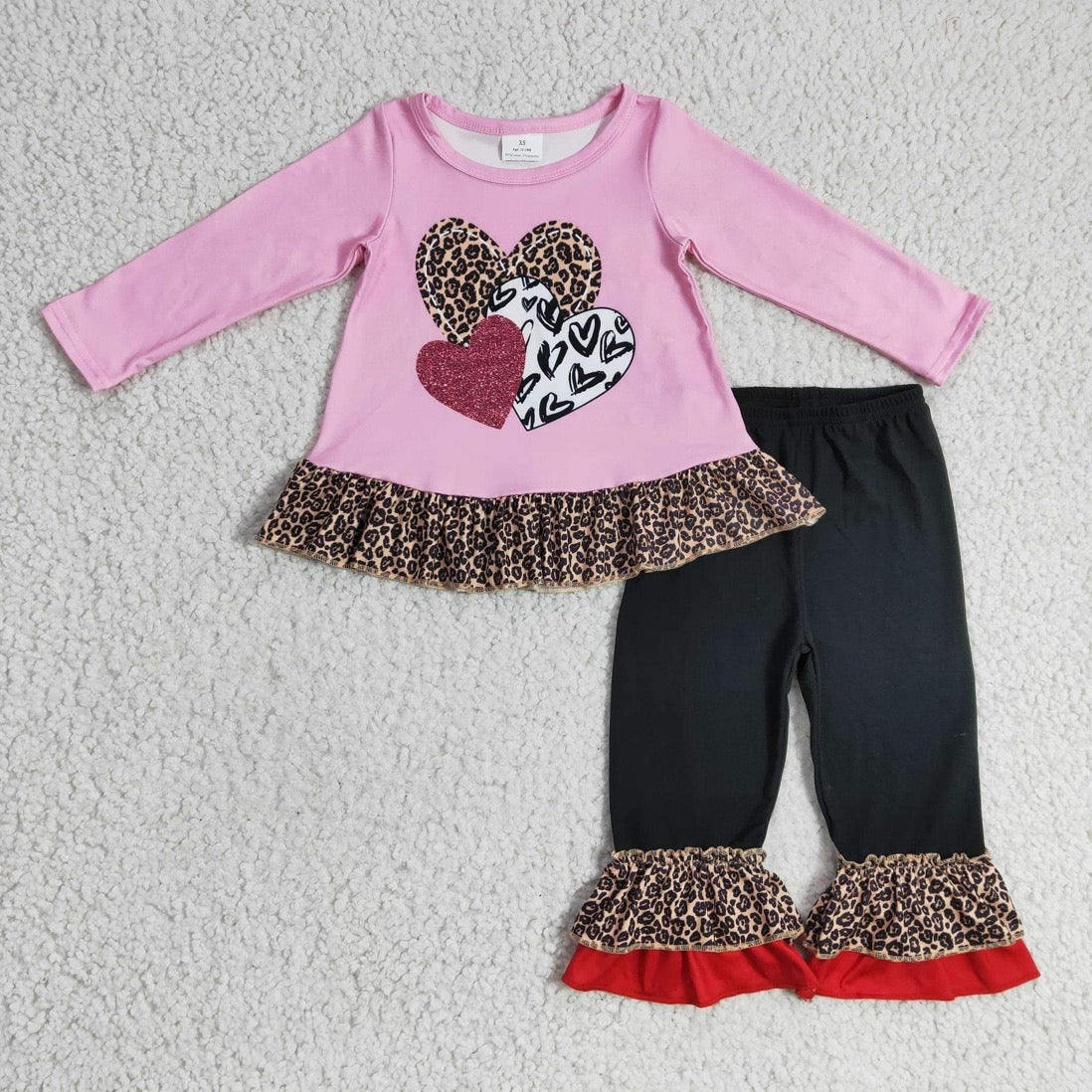 Cheetah Hearts Outfit SHIPS IN 10-15 BIZ DAYS AFTER CLOSE