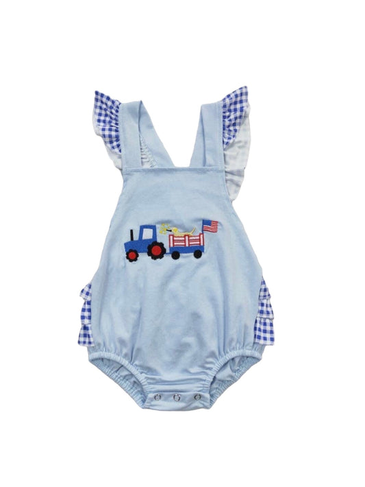 Tractor Patriotic Onsie- SHIPS IN 10-20 BIZ DAYS AFTER CLOSE